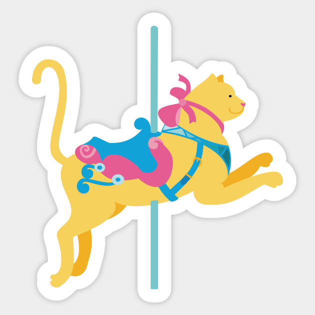 Colorful Carousel Animal Cat Sticker by evisionarts